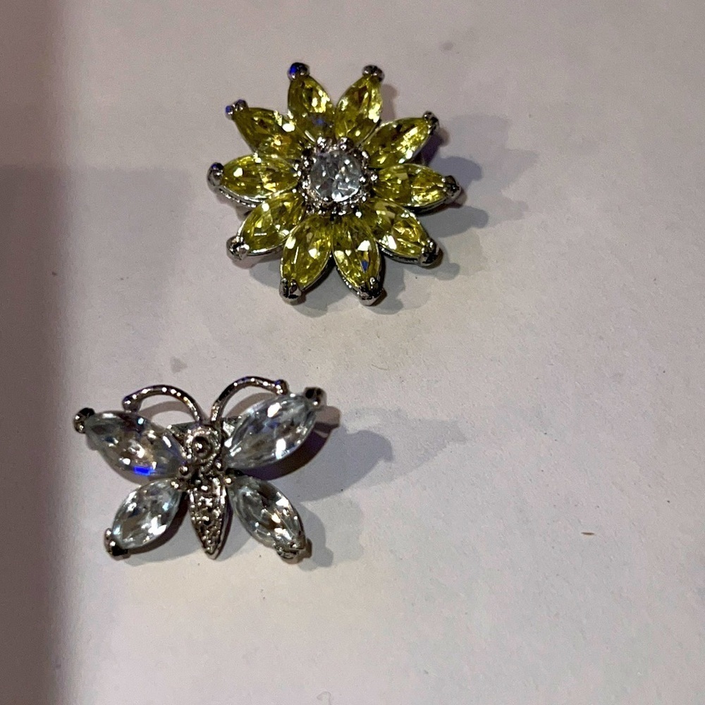 Rhinestone Brooch Butterfly and Flower women’s vintage